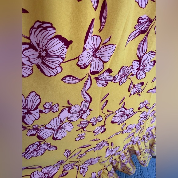 Sachin & Babi Yellow Floral Maxi Dress Flutter Sleeve Sz 6 - Picture 8 of 12